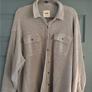 Aerie Light Gray Waffle Knit Top